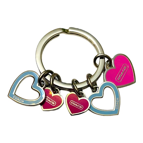 Coach Accessories - Coach Multiple Heart Keychain w Pinks and Pale Blue. Rare & Retired NWOT